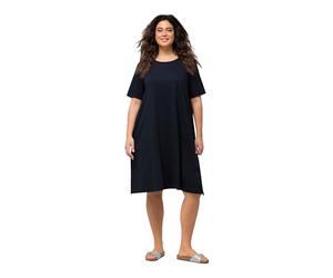 Ulla Popken Jerseykleid, A-Linie, Rundhals, Halbarm, Taschen 819165 Vestido, Azul, 44-46 Mujeres