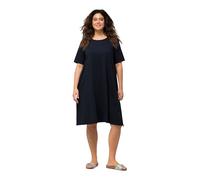 Ulla Popken Jerseykleid, A-Linie, Rundhals, Halbarm, Taschen 819165 Vestido, Azul, 60-62 Mujeres