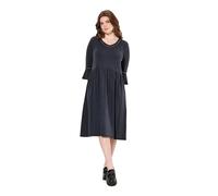 Ulla Popken Jerseykleid, Rollkanten, A-Linie, V-Ausschnitt, 3/4-arm Vestido, Negro, 50-52 Mujeres