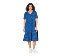 Ulla Popken Kleid mit Asymmetrischer Volants Vestido con Volantes asimétricos, Azul Pavo Real, 58-60 Mujeres