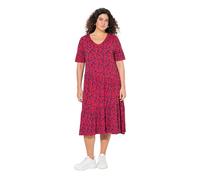 Ulla Popken Kleid mit Asymmetrischer Volants Vestido con Volantes asimétricos, Rojo neón, 54-56 Mujeres