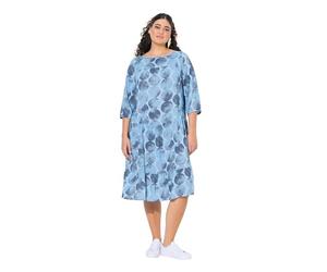 Ulla Popken Kleid mit und Volants Vestido con Volantes y AOP, Azul Claro, 48-50 Mujeres