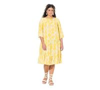 Ulla Popken Kleid mit und Volants Vestido con Volantes y AOP, Blanco Nieve, 54-56 Mujeres