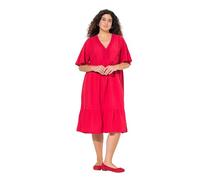Ulla Popken Kleid mit V-Ausschnitt Vestido Volante con Cuello en V, Lino, 50-52 Mujeres