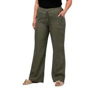 Ulla Popken Leinenhose Pantalones, Lodengrün, 36W x 32L para Mujer