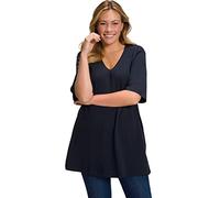 ULLA POPKEN Maglietta Basic, Scollo A V, Rilassata, A Mezza Manica Camiseta, Azul y Negro, 68 ES Mujeres