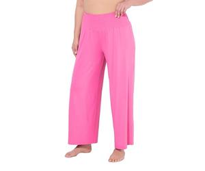 Ulla Popken Marlenehose, Weites Bein, Breiter Elastikbund Pantalones Marlen, Rosa, 56W / 32L Mujeres