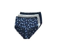 Ulla Popken Maxislips, 3er-Pack, Spitzenkanten Calzoncillos, Azul Oscuro, 48-50 Mujeres