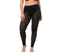 Ulla Popken Mesh-Leggings, Animal Print Grande de Gran tamaño, Negro, 56-58 para Mujer