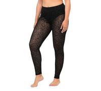 Ulla Popken Mesh-Leggings, Leo Print Grande de Gran tamaño, Negro, 60-62 para Mujer