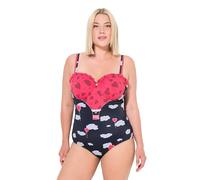 Ulla Popken Bañador, Corazones, Volantes, Copas con aro Negro 48 835851100-48