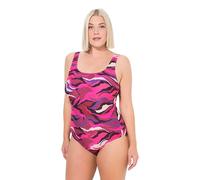 Ulla Popken Badeanzug Alice, Softline, Dg, Waves Traje de baño de una Sola Pieza, Color Morado, 50-52 Mujeres
