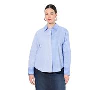 Ulla Popken Hemdbluse, Streifenmix, Oversized, Hemdkragen, Langarm Blusas, Azul Claro, 54-56 Mujeres