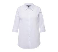 Ulla Popken Blusa, Tela Bubble, Cuello Camisero, Mangas 3/4 Blanco Nieve 46+ 797446200-46+