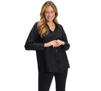Ulla Popken Blusa de Lino, Negro, 48-50 para Mujer