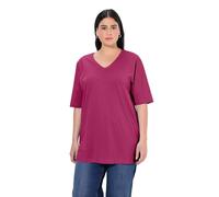 Ulla Popken Mujer, Damen, Große Größen, T-Shirt, V-Ausschnitt Camiseta, dunkler Flieder, 58+