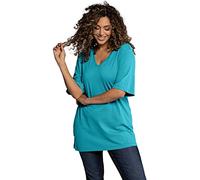 Ulla Popken Mujer, Damen, Große Größen, T-Shirt, V-Ausschnitt Camiseta, Helles Azurblau, 58+