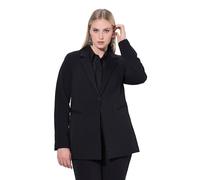 Ulla Popken Blazer de Jersey, línea A, Cuello con Solapa, Confort elástico Negro 42+ 812754100-42+