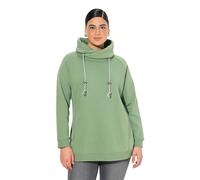 Ulla Popken Mujer Tallas Grandes hasta 64 | Camiseta básica | Sudadera con Cuello Redondo, Manga Larga y Corte Ajustado, 100% algodón y Liso, 646801, Verde, 50-52