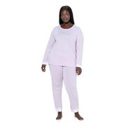 Ulla Popken Mujer Tallas Grandes Tallas Grandes Plus Size Pijama de Encaje, Cuello Redondo, Manga Larga