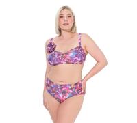 Ulla Popken Mujer Tallas Grandes Tallas Grandes Talla Grande Bikini Tina Estampado Brillante Flor Broche, Rosa Hibisco, 44