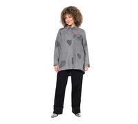 Ulla Popken Mujer Tallas Grandes Tallas Grandes Talla Grande Blusa Vaquera, Corazones, Cuello Camisa, Manga Larga, Lyocellmix, Denim Light Grey, 48-50