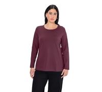Ulla Popken Mujer Tallas Grandes Tallas Grandes Talla Grande Camiseta, Slim, Cuello en V, Manga Larga, Baya Oscura, 56 ES/58 ES