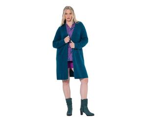 Ulla Popken Mujer Tallas Grandes Tallas Grandes Talla Grande Cárdigan Largo Forma Abierta V-Cuello 830741, Azul petróleo, 58-60