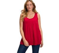 Ulla Popken Top, Pliegues Decorativos, Línea A, Cuello Redondo, Sin Mangas, Modal Camisetas, Gris Oscuro, 52-54 para Mujer