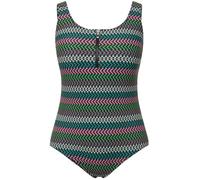 Ulla Popken, Mujer Tallas Grandes Traje de Baño Alice Cremallera Cesta, Negro, 60