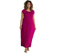 Ulla Popken Mujeres tallas grandes tallas tallas plus tamaño smok vestido acampanado, línea A, cuello cerrado, media manga 807665, Magnolia., 52-54