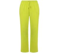 Ulla Popken Musselin-schlupfhose Rose, Weites Bein, Elastikbund Pantalones sin Cordones, Verde neón, 36W / 32L Mujeres