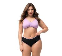 Ulla Popken Pack de 5 Calzoncillos para Mujer, Tallas Grandes, Tallas Grandes, con Bordes de Colores, Negro, 62-64