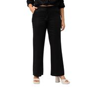 Ulla Popken Pantalón de Lino Mary, Cintura elástica, Pernera Ancha y Recta Negro 58 728590100-58
