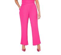 Ulla Popken Pantalón, Textura, Pernera Ancha, Cintura Confortable Rosa 46+ 838454520-46+