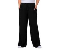 Ulla Popken Pantalones Anchos de Viscosa, Longitud K, Pantalones para Mujer, Negro (Schwarz 10), 23-24