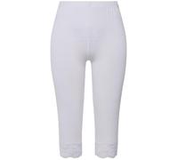 Ulla Popken Capri, Elastischer Spitzensaum Pantalones, Blanco Nieve, 40W / 32L para Mujer