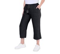 Ulla Popken 7/8 Linen Pants Pantalones, Negro, 48-48 para Mujer
