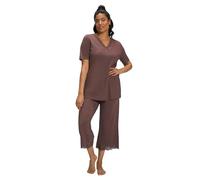 Ulla Popken Pijama, Bordado inglés, Media Manga, Mezcla de Modal Tierra 54+ 806944345-54+