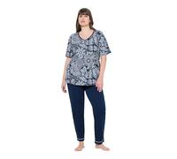 Ulla Popken Pijama, Escote en V, Media Manga, Bolsillos Azul Noche 46+ 843265139-46+