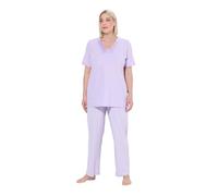 Ulla Popken Pijama para Mujer, Detalle de satén, Morning Rise, Delicada Lavanda, 48-50 Grande