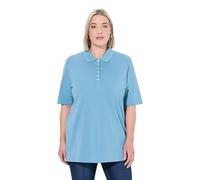 Ulla Popken Polo, Camiseta con Tapeta de Botones con Cinta de Terciopelo, básica, Cuello de Polo, algodón bencina Claro 58+ 637297714-58+