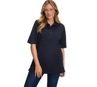 Ulla Popken Polo, Camiseta con Tapeta de Botones con Cinta de Terciopelo, básica, Cuello de Polo, algodón Marina 42+ 637297755-42+
