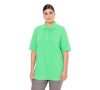 Ulla Popken Polo para Mujer, piqué, Cuello de Polo, Terciopelo, Botones y Media Manga, Verde Menta, 54-56