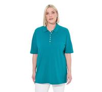 Ulla Popken Polo, piqué, Cuello de Polo, Tapeta de Botones de Terciopelo, Media Manga bencina 58+ 637297769-58+