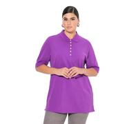 Ulla Popken Polo, piqué, Cuello de Polo, Tapeta de Botones de Terciopelo, Media Manga Lila 58+ 637297824-58+
