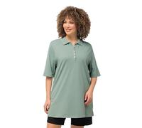 Ulla Popken Polo, piqué, Cuello de Polo, Tapeta de Botones de Terciopelo, Media Manga Verde Musgo Claro 46+ 637297182-46+