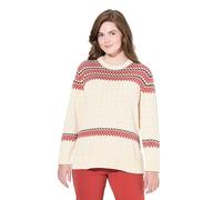 Ulla Popken Pullover, Fair Isle, Rundhals, Langarm, Biobaumwolle Suéter pulóver, Ziegelrot, 48-50 para Mujer