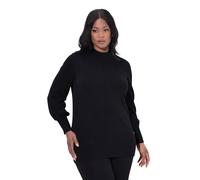 Ulla Popken Pullover, Muschelsaum, Stehkragen, Langarm Suéter pulóver, Negro, 48-50 para Mujer