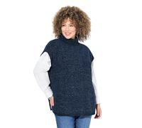 Ulla Popken Pullover, Rollkragen, Glitter, Stehkragen, Halbarm Suéter pulóver, Tintas Azul, 54-56 para Mujer